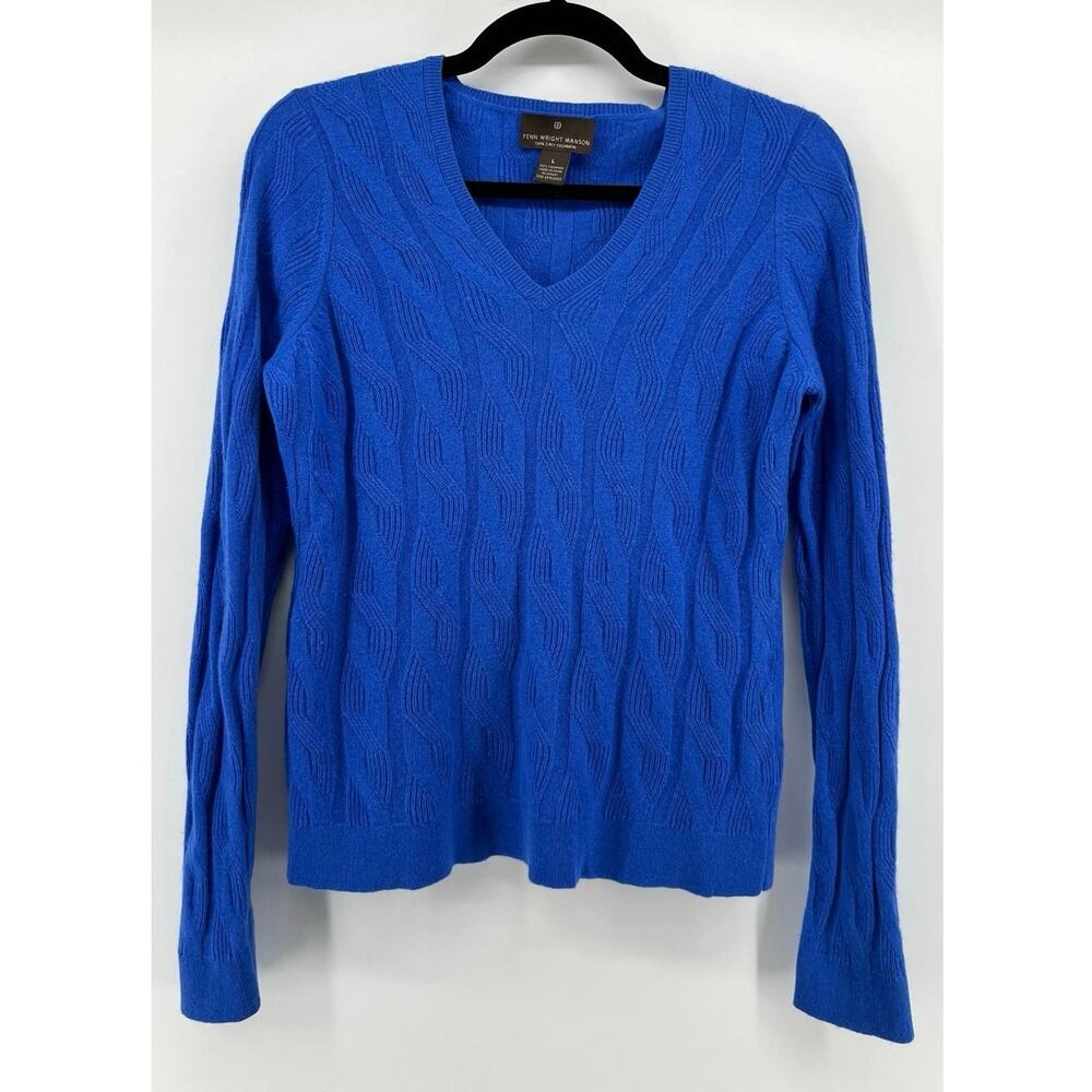 Fenn Wright Manson | Women's 2-Ply Cashmere Sweater Blue Quiet Luxury Size L/M